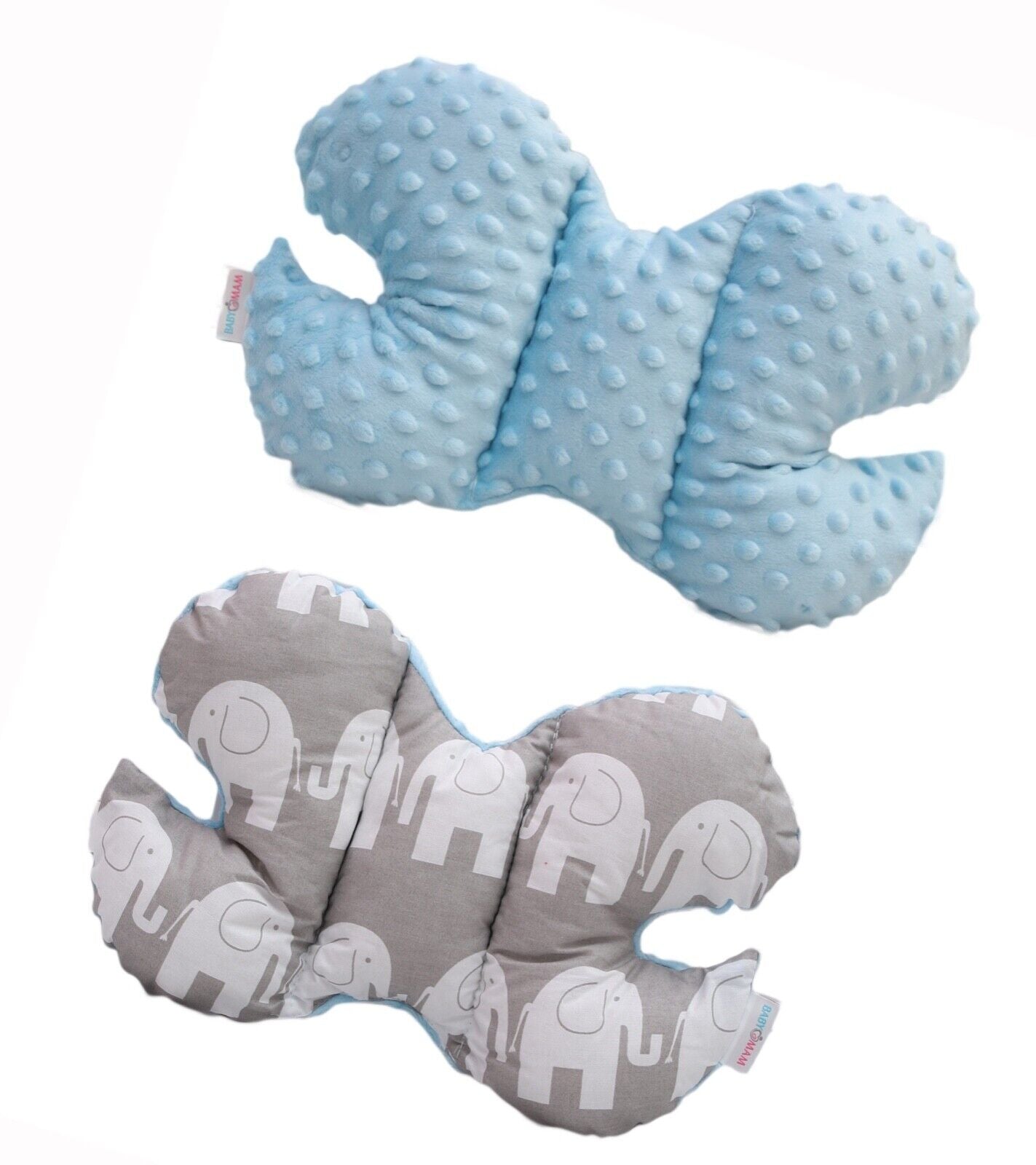 Butterfly Dimple Pillow Baby head and neck support Blue - Elephants