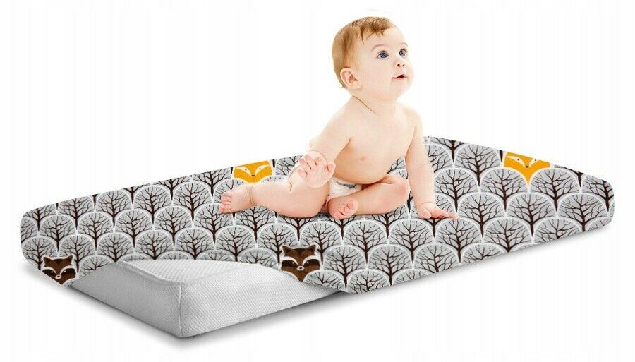100% cotton fitted sheet printed design for baby crib 90x40cm Fox in forest grey