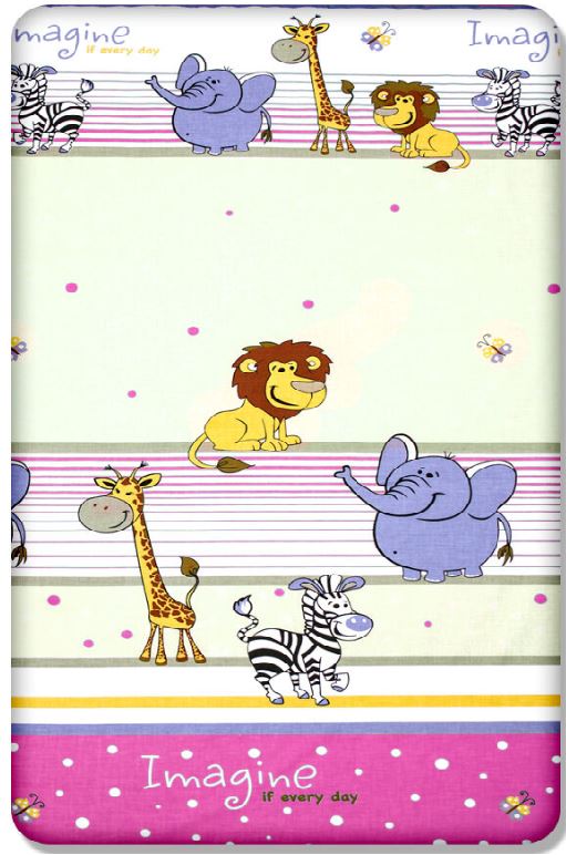 Baby Fitted Cot Bed Sheet Printed 100% Cotton Mattress 140X70cm Safari Pink