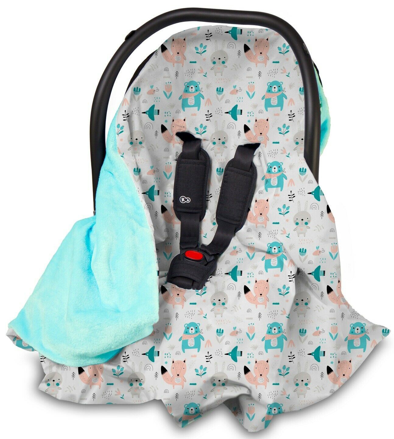 Baby Blanket Car Seat Reversible Wrap Plush Soft Double Sided Cotton 100X100cm Mint-Boho