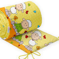 Baby Padded Bumper 100% Cotton To Fit Crib All Round 260cm Sheep Yellow