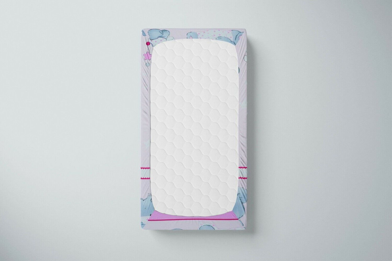 Baby Fitted Junior Bed Sheet Printed 100% Cotton Mattress 160X70cm Cuddle Bear Pink