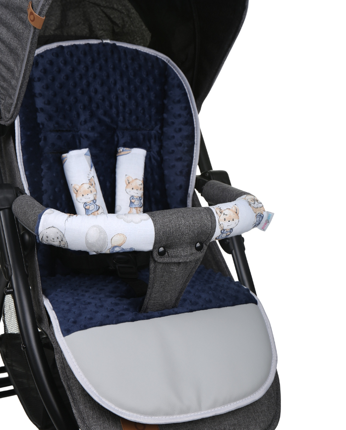 Universal Seat Liner Pushchair Double Sided Soft Pram Cotton Buggy Stroller Navy/Walk in the Clouds - MyHappy Baby
