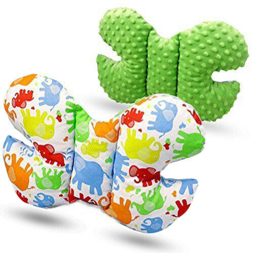 Butterfly Dimple Pillow Baby head and neck support Green - colorful elephants