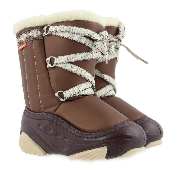 DEMAR Baby Kids Snow Winter Boots Woollen Fur - Brown/Ecru