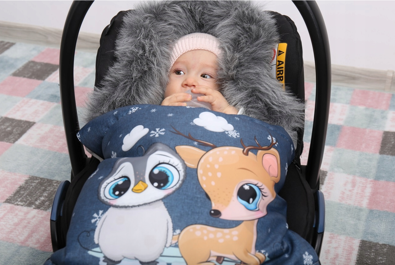 Baby Footmuff Collar Stroller Pushchair Sleeping Bag Husky Friends