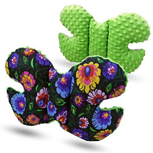 Butterfly Dimple Pillow Baby head and neck support Green - flowers on black