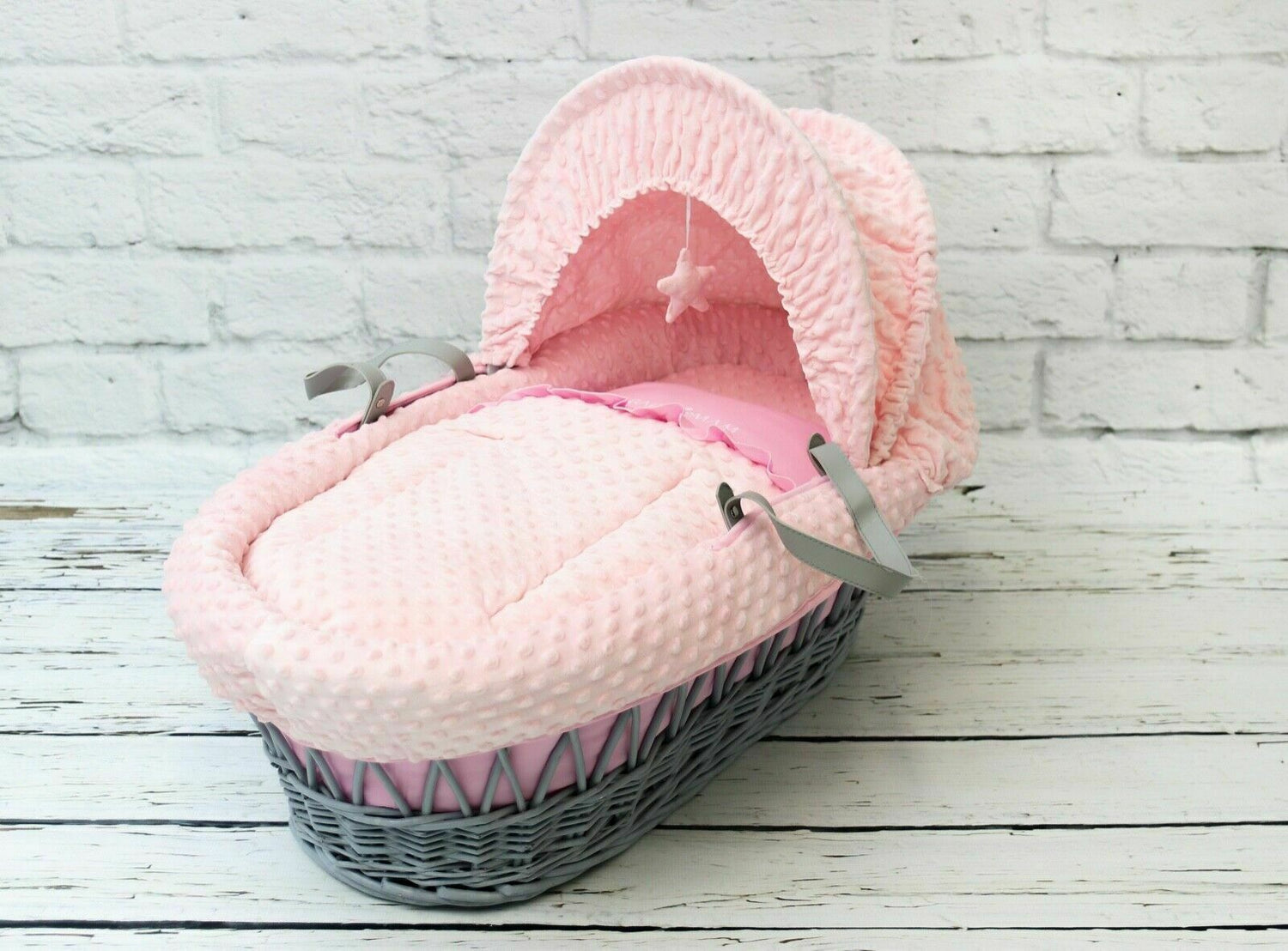 Bedding Set Moses Basket - 3 Piece - Pink Dimple