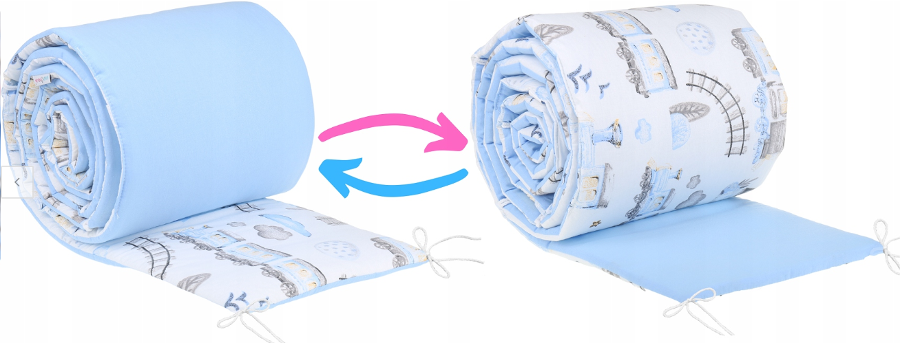 Cot Liner 180cm fit Cot 120x60cm 100% Cotton Baby Nursery Bedding Bed Locomotive/Blue