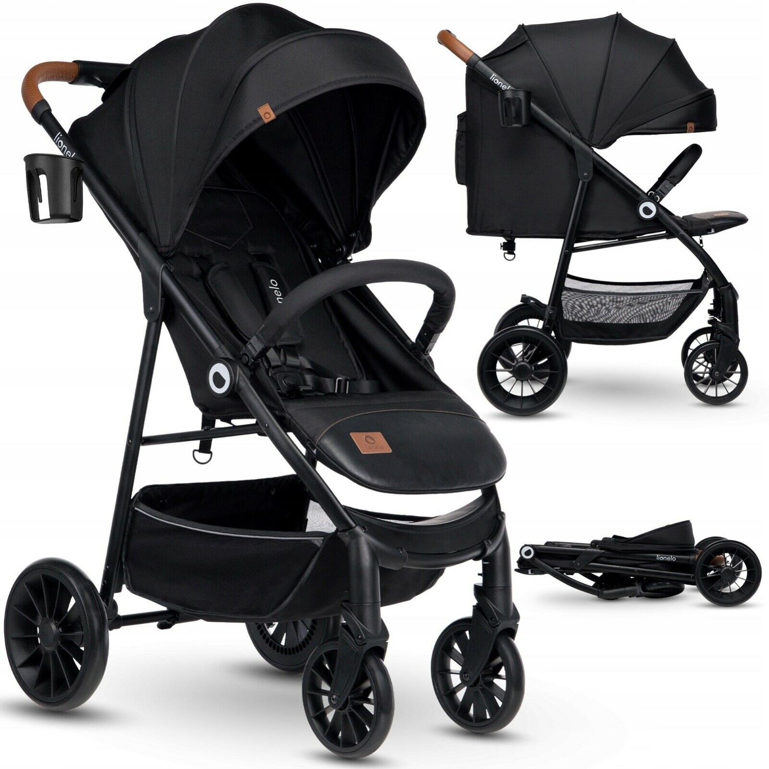 Baby Lionelo Compact Stroller Kids Buggy Pushchair Zoey Black Onyx