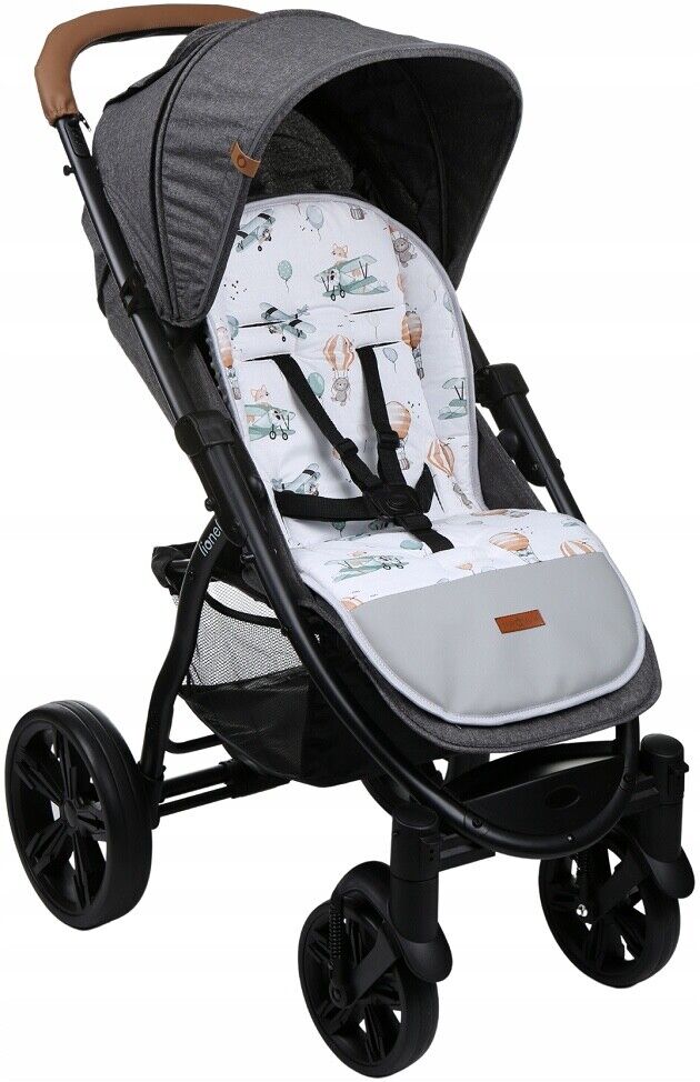 Universal Double Sided Pram Seat Liner Pushchair Buggy GRAPHITE/ Dreamy Flight