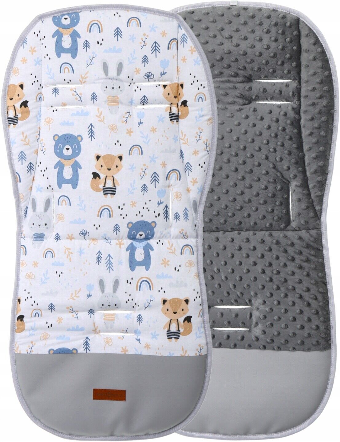 Universal Double Sided Pram Seat Liner Pushchair Buggy GRAPHITE/Forest Friends