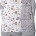 Universal Double Sided Pram Seat Liner Pushchair Buggy GREY/Deer and Friends