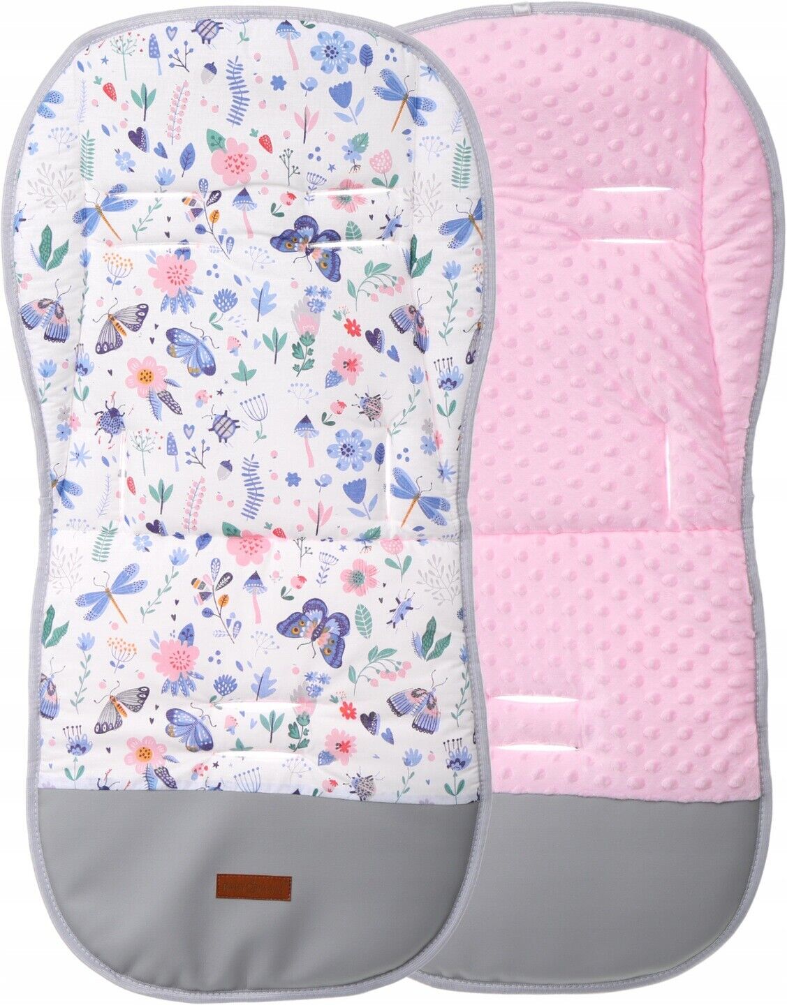 Universal Double Sided Soft Pram Seat Liner Pushchair Buggy PINK/ On the Meadow