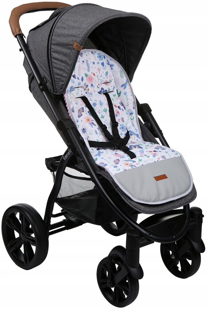 Universal Double Sided Soft Pram Seat Liner Pushchair Buggy PINK/ On the Meadow