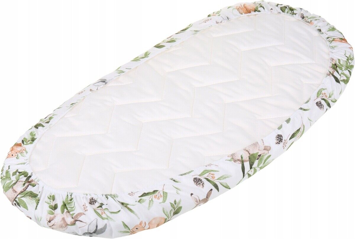 80x38cm Fitted Sheet 100% Cotton for Baby Moses Basket Pram Bassinet Green Glade