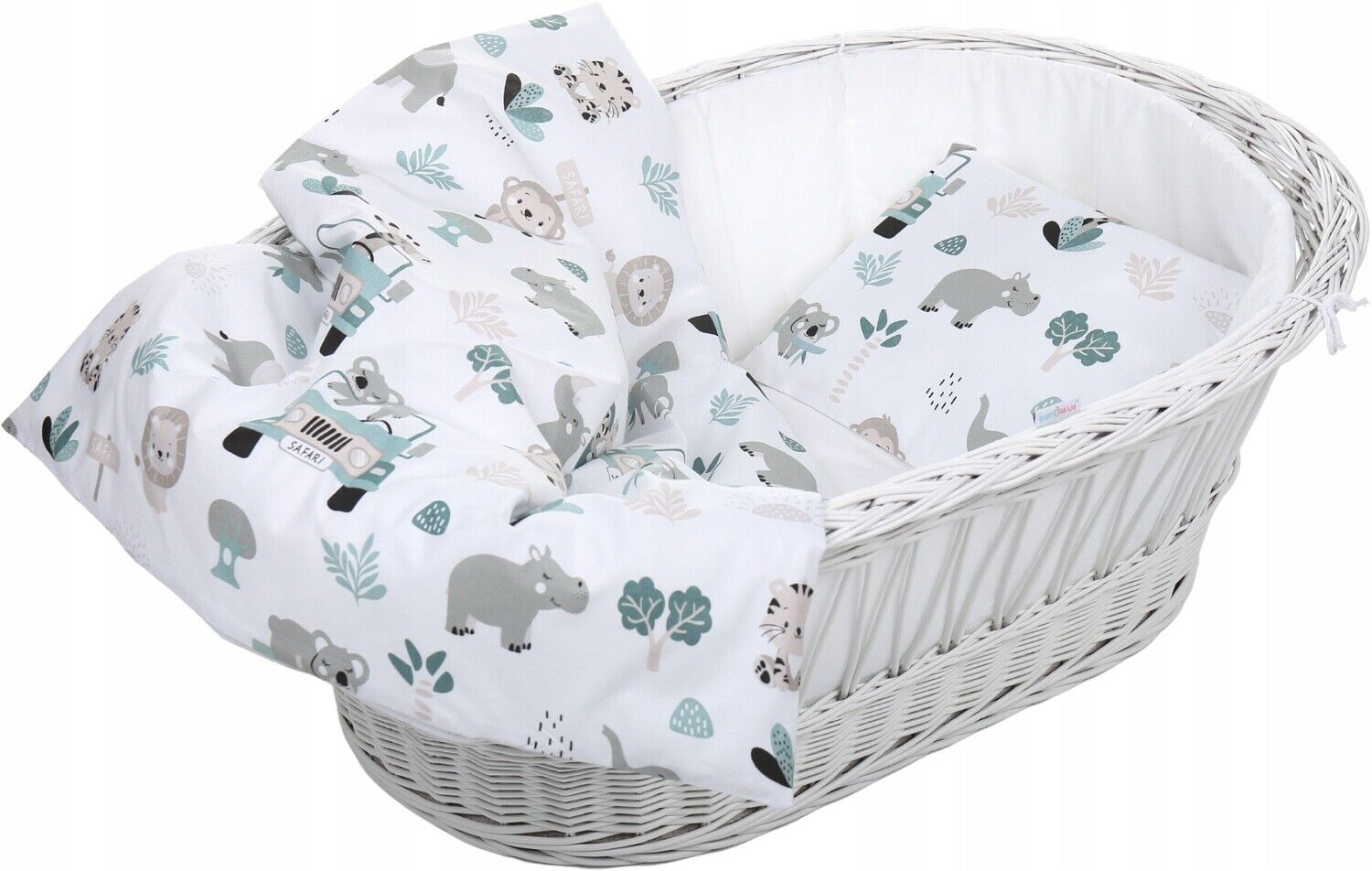 Baby 2pc Bedding Set fit Crib/Cradle/Moses basket/Pushchair 70x80cm On Safari