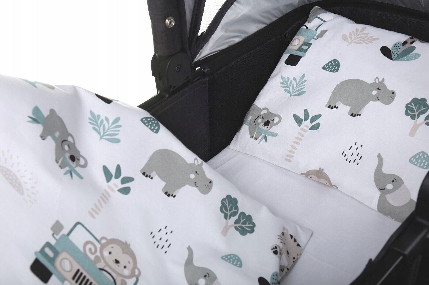 Baby 2pc Bedding Set fit Crib/Cradle/Moses basket/Pushchair 70x80cm On Safari