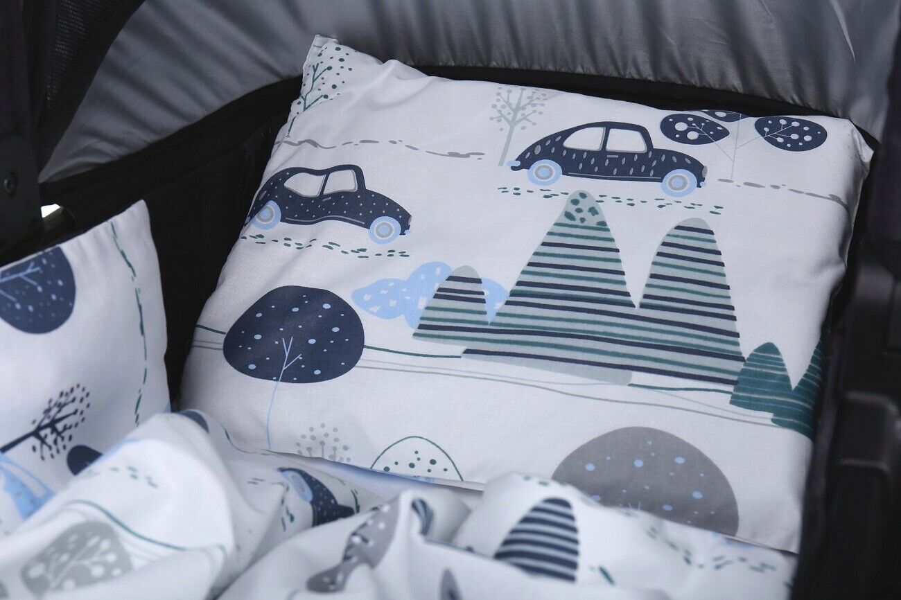 Baby 2pc Bedding Set fit Crib/Cradle/Moses basket/Pushchair 70x80cm Retro Cars