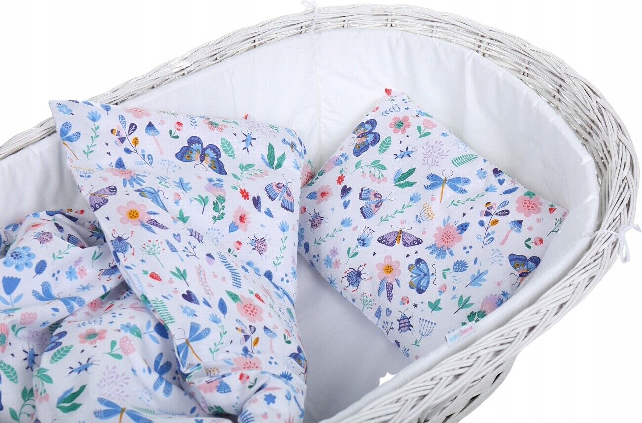 Baby 2pc Bedding Set fit Crib/Cradle/Moses basket/Pushchair 70x80cm On Meadow