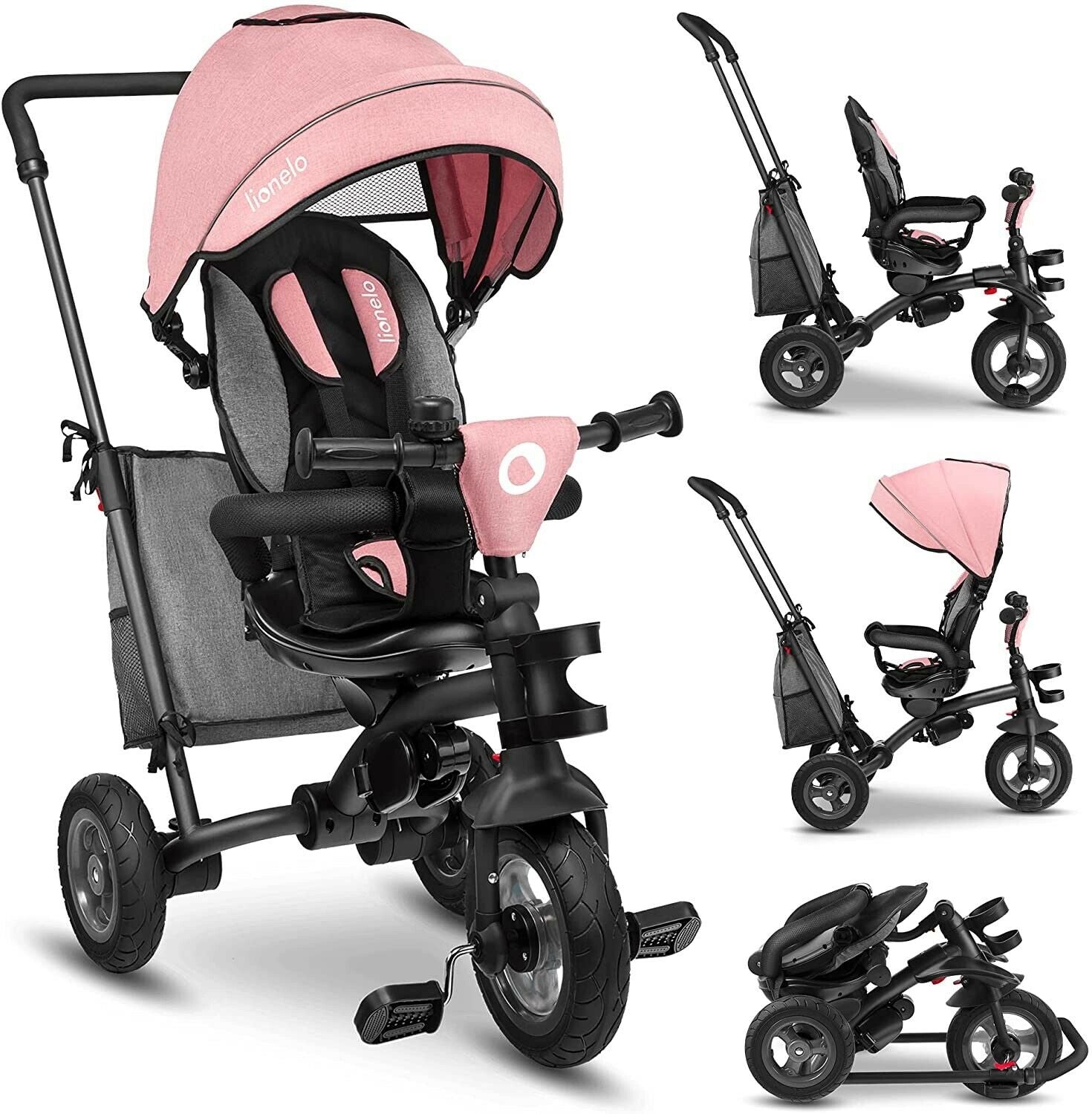 Bike Stroller Tricycle With Bag Lionelo Tris Candy Rose/Grey 2 In 1