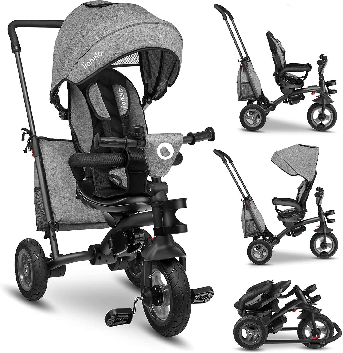 Bike Stroller Tricycle With Bag Lionelo Tris Stone Grey 2 In 1