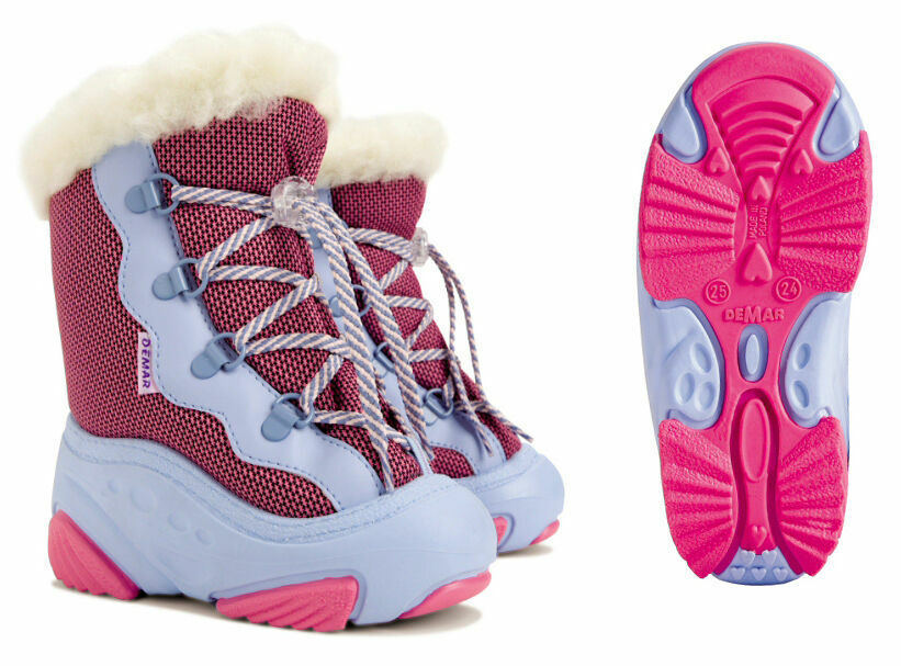 DEMAR Baby Kids Snow Winter Boots Woollen Fur - Pink