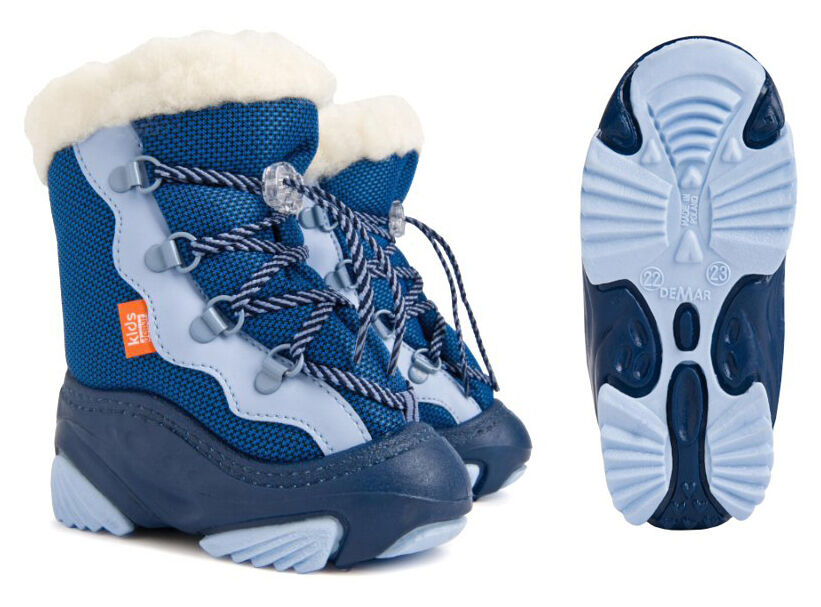 DEMAR Baby Kids Snow Winter Boots Woollen Fur - Blue