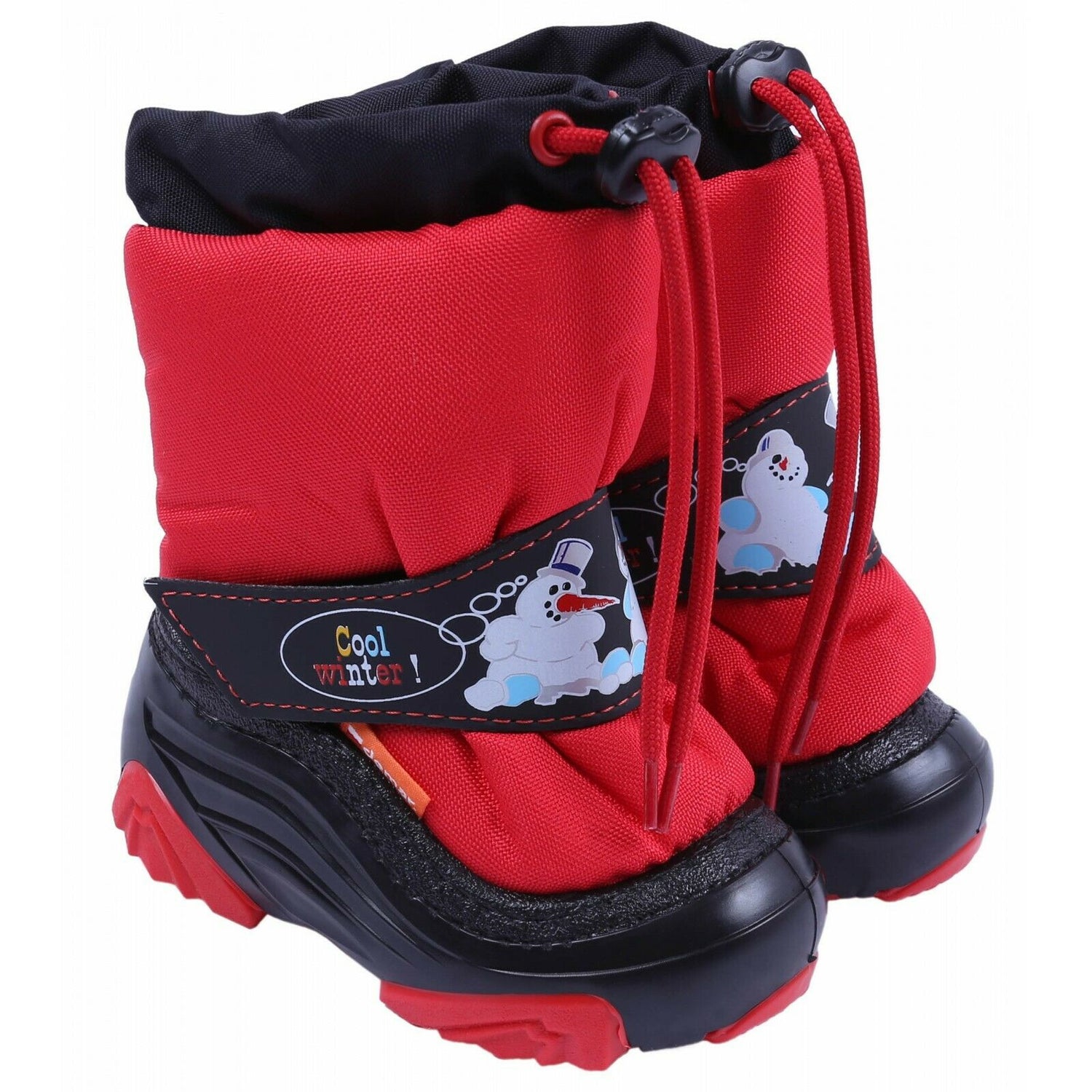 DEMAR Baby Kids Snow Winter Boots Woollen Fur - Snowman Red