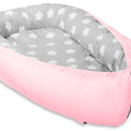 Baby Soft Cocoon Infant Reversible Sleep Nest Pink/ Big White Stars On Grey