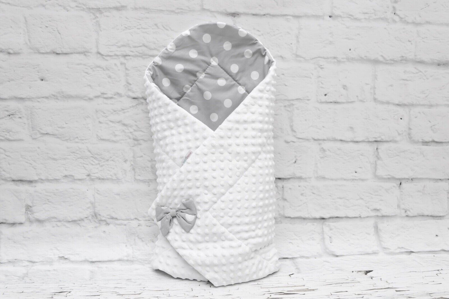 Baby Swaddle wrap Newborn Soft Warm Dimple Infant bedding White/Dots grey