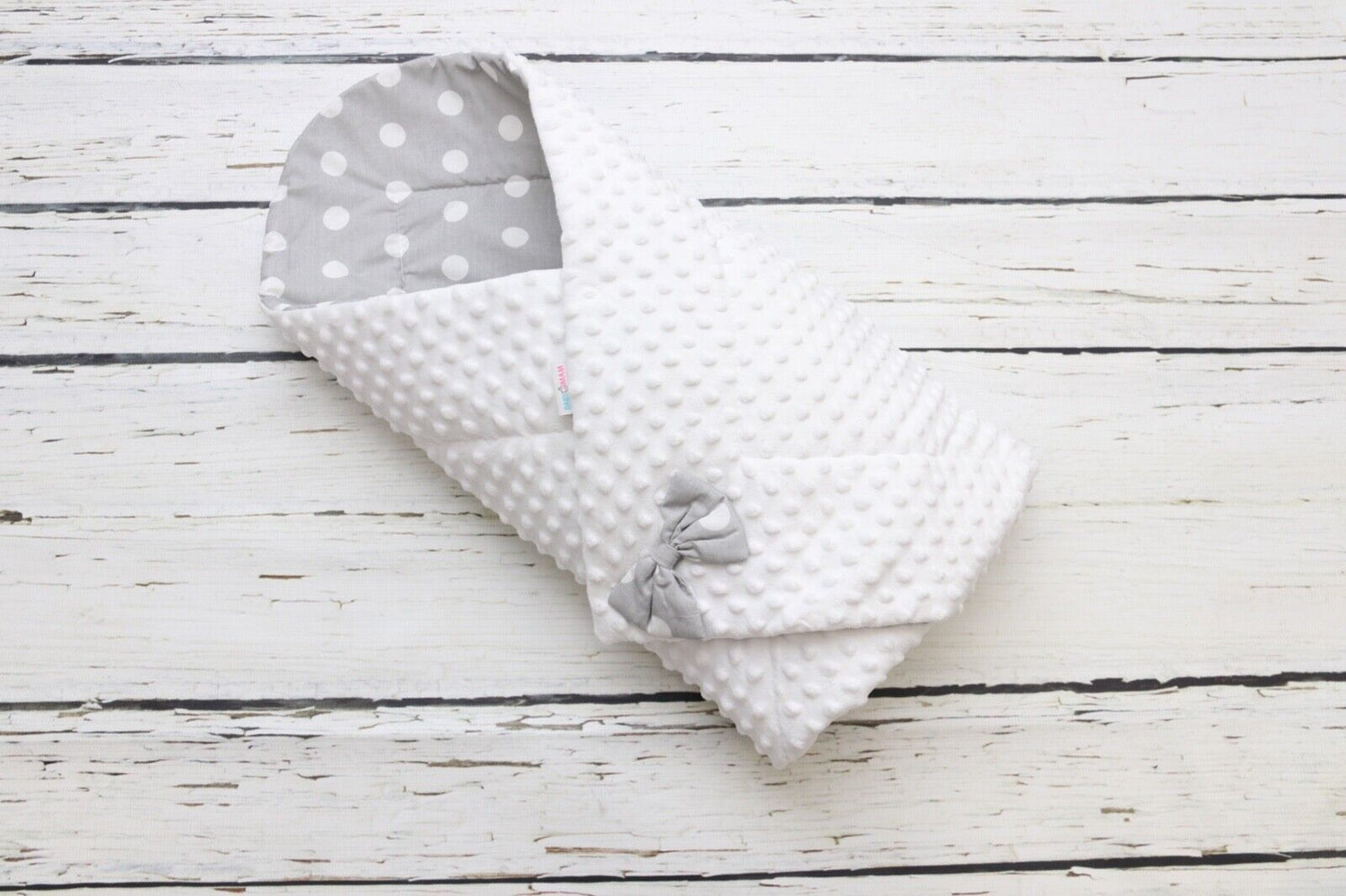 Baby Swaddle wrap Newborn Soft Warm Dimple Infant bedding White/Dots grey