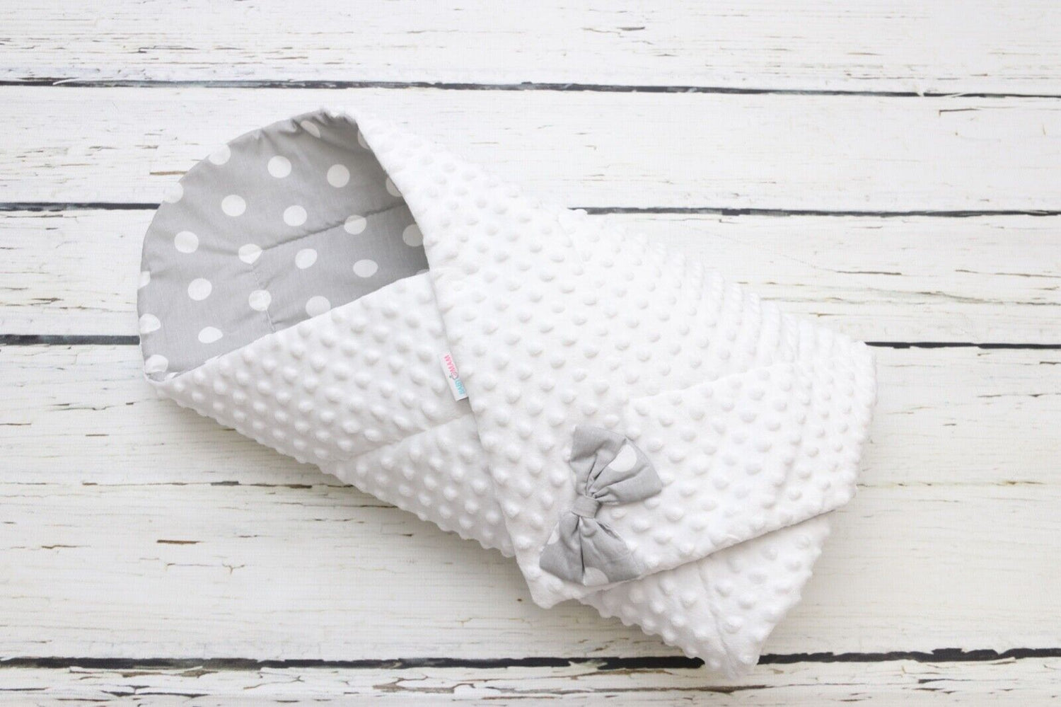 Baby Swaddle wrap Newborn Soft Warm Dimple Infant bedding White/Dots grey