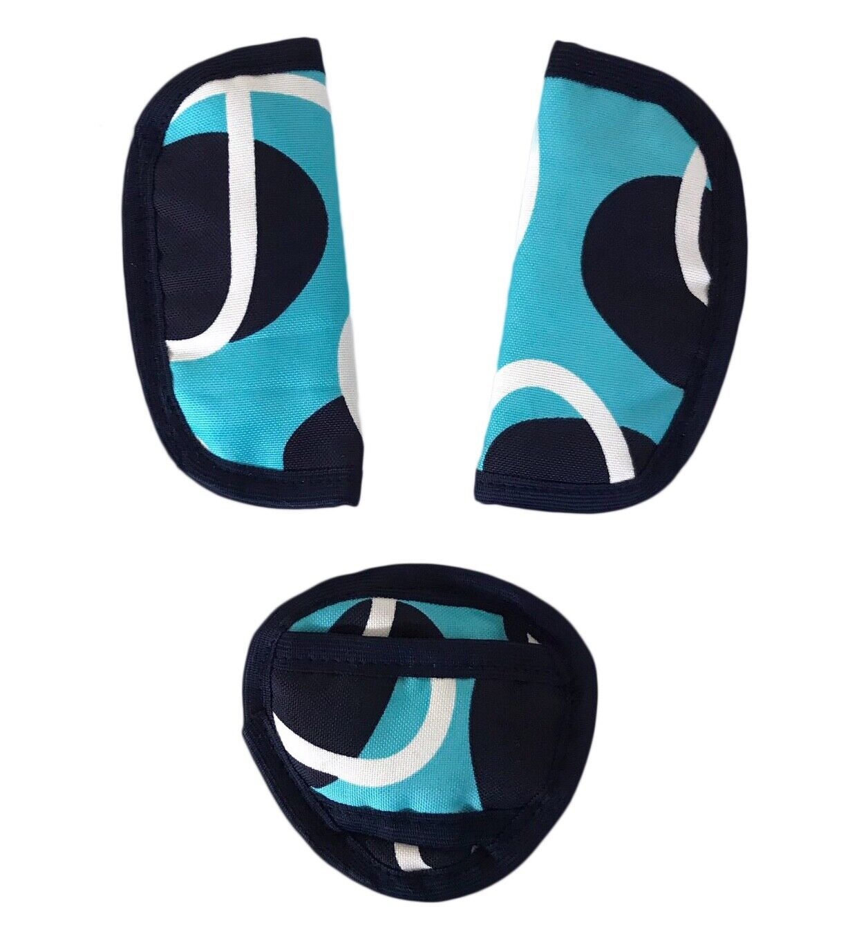 Baby Stroller Car Seat Strap Covers & Crotch 3 PC Universal Big Clovers Turquoise