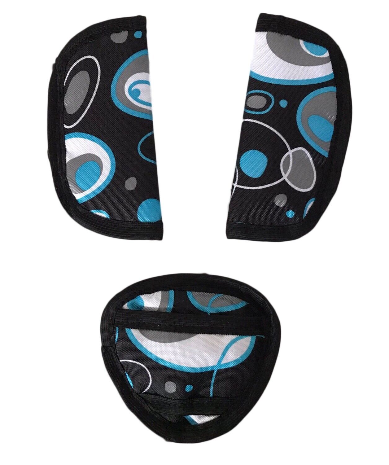 Baby Stroller Car Seat Strap Covers & Crotch 3PC Universal Blue Clovers