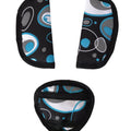 Baby Stroller Car Seat Strap Covers & Crotch 3PC Universal Blue Clovers