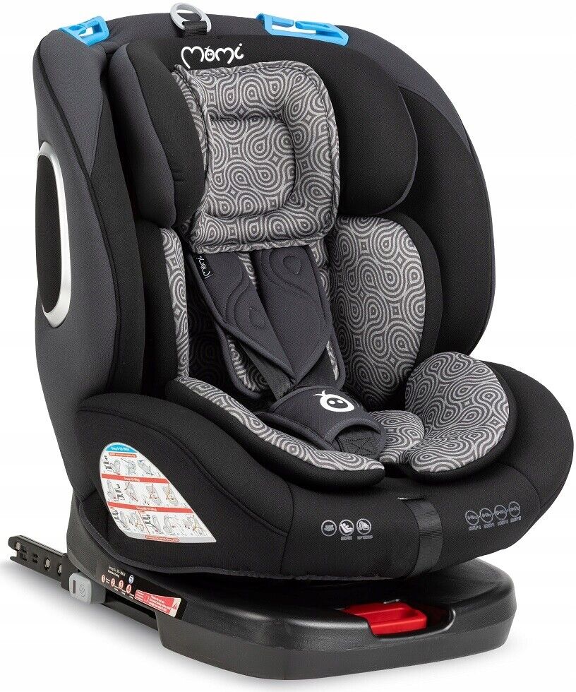 MoMi TORDI Black Car Seat Child Baby Swivel Base Isofix 360° Booster 0-36Kg