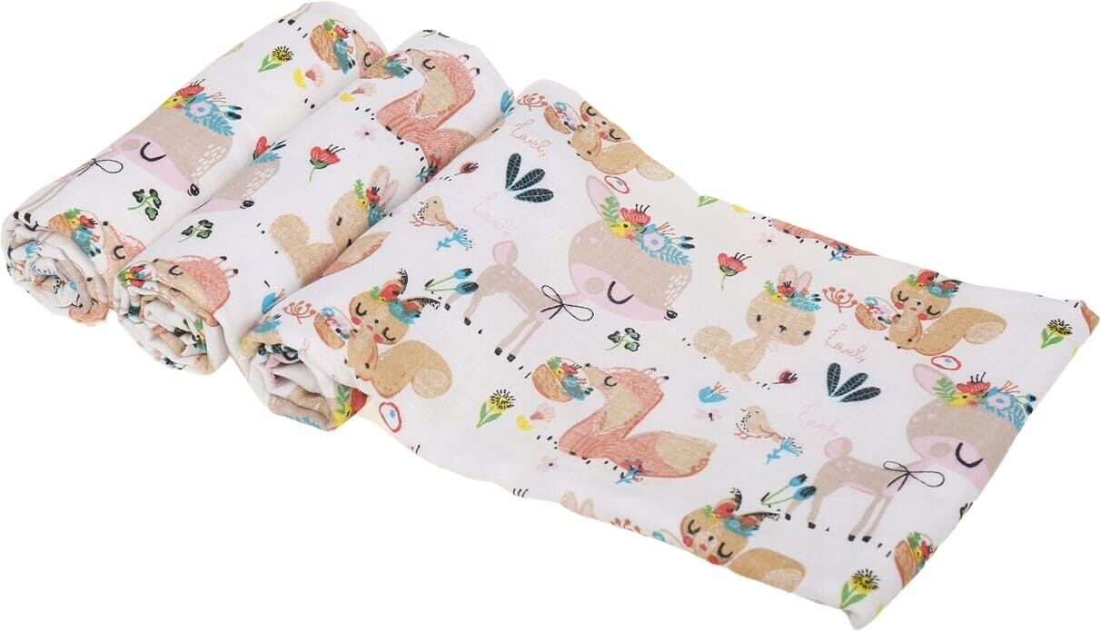 Baby Muslin Nappies Cloth Diaper Cotton Colourful 3-PACK 70x70cm Sweet Animals