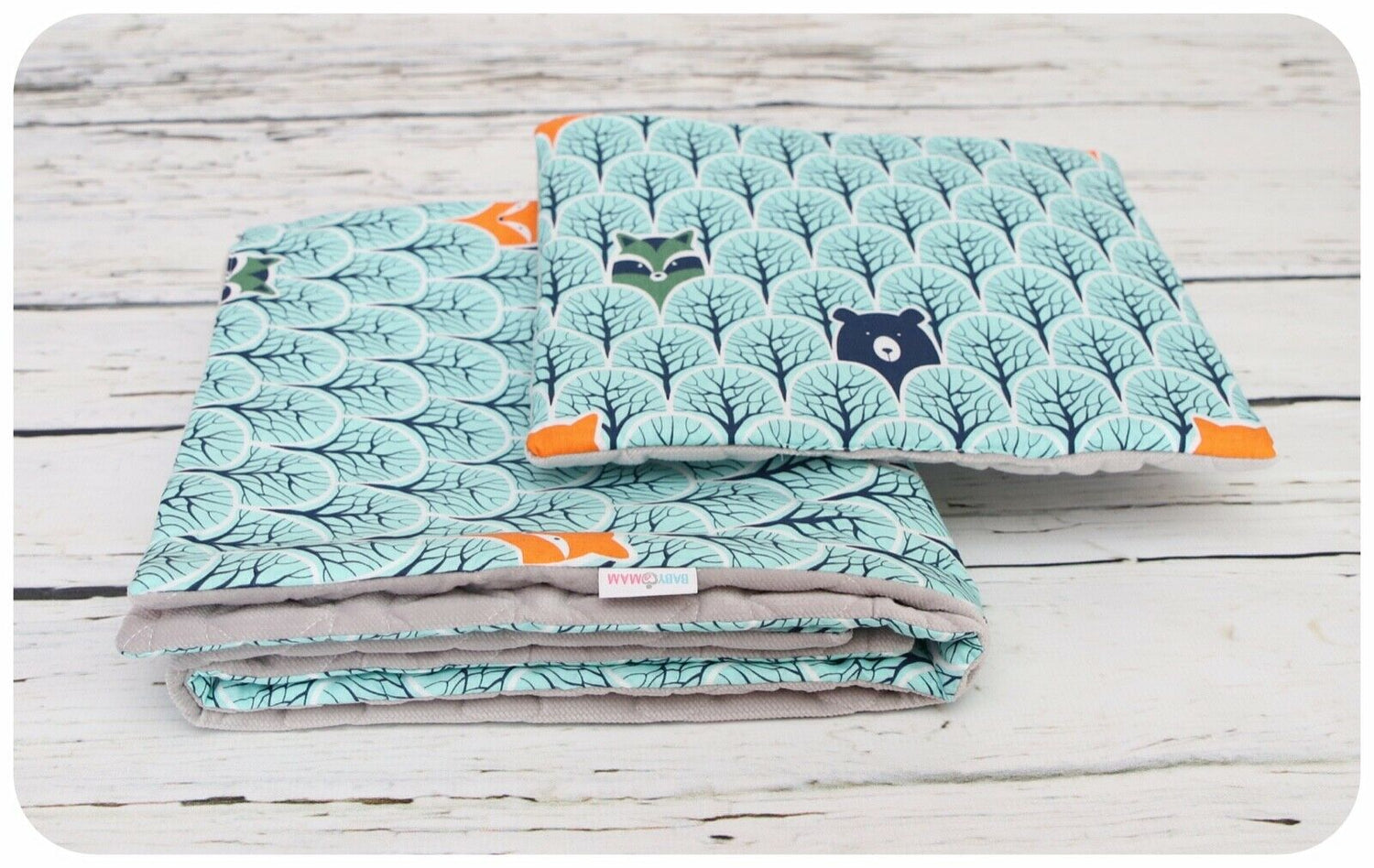 VELVET BLANKET+PILLOW SET Luxury Baby Infant Nursery Warm 75X100 Fox in Forest