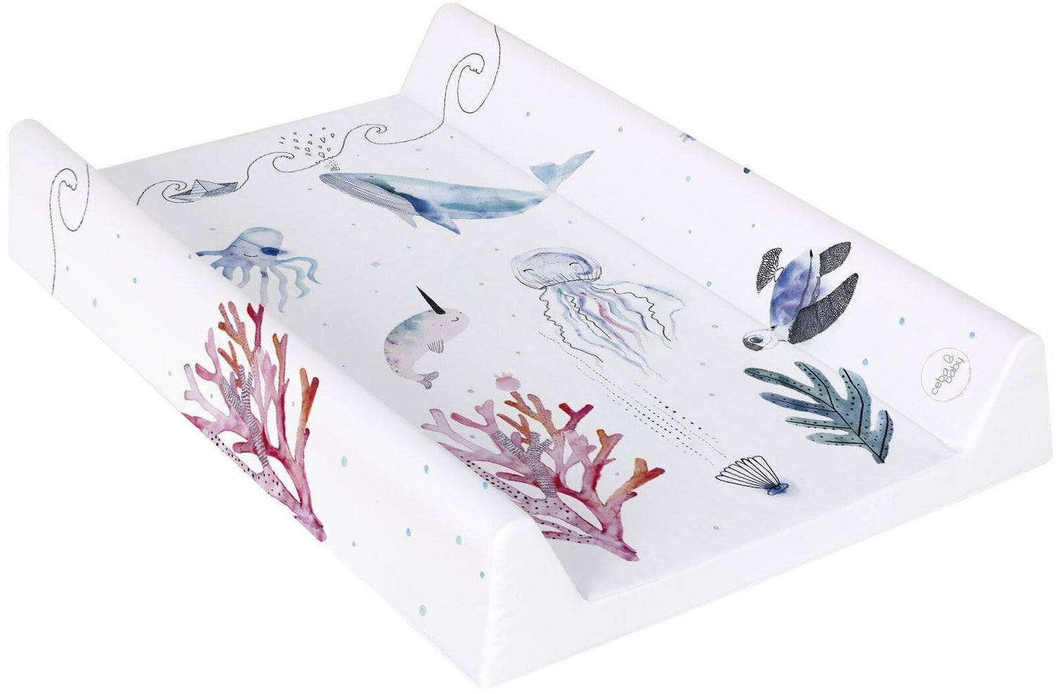 Baby Changing Mat Padded Hard Base 70x50cm Bolts Waterproof fit Cot 120x60cm Ocean