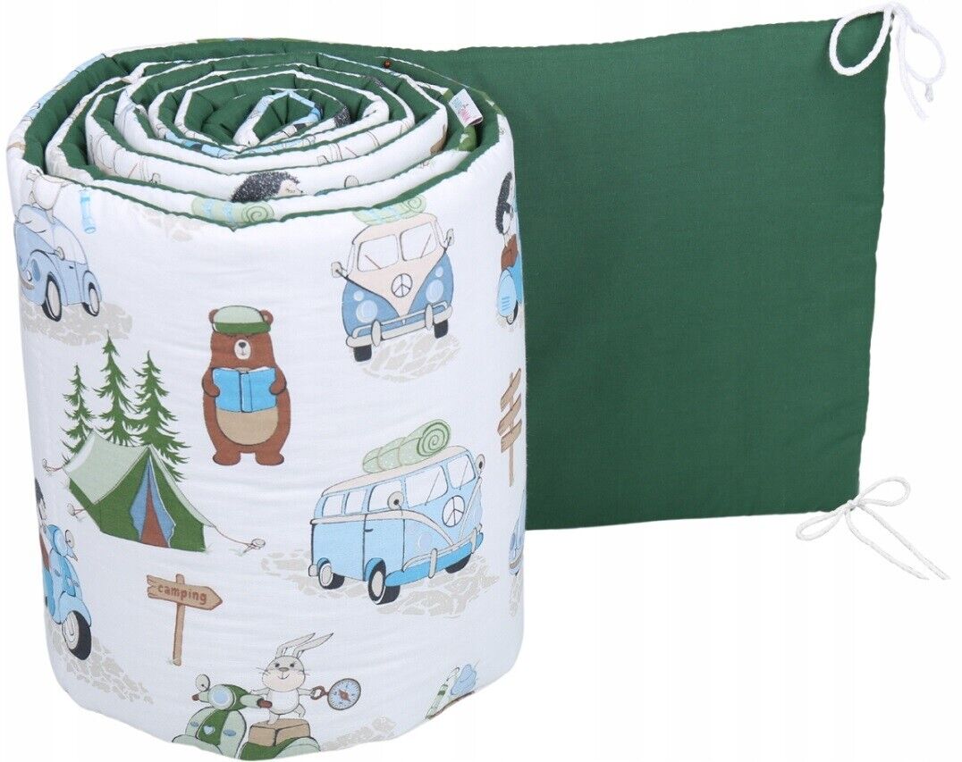 Cot Liner 180cm fit Cot 120x60cm 100% Cotton Baby Nursery Camping/Green