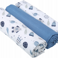 Baby Muslin Nappies Cloth Diaper Cotton 3-PACK Colourful 70x70cm Navy rockets