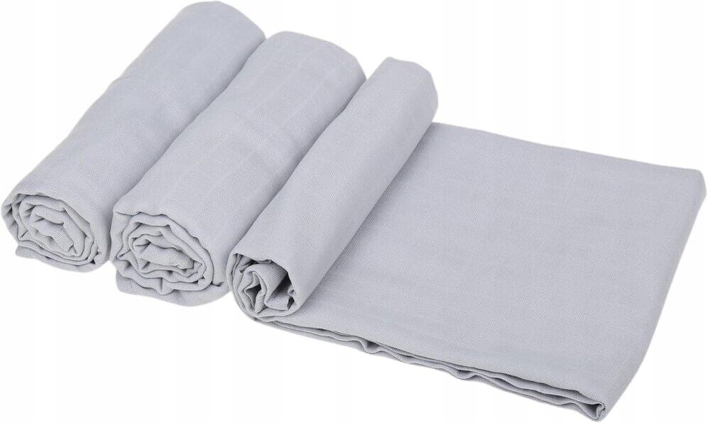 Baby Muslin Nappies Cloth Diaper Cotton 3-PACK 70x70cm Plain Grey