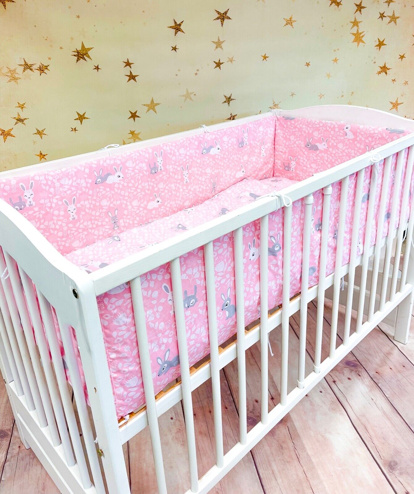 3PC Bunny Pink Bedding Set Cotton Bumper All Round Fit Cot 120x60 MyHappy Baby