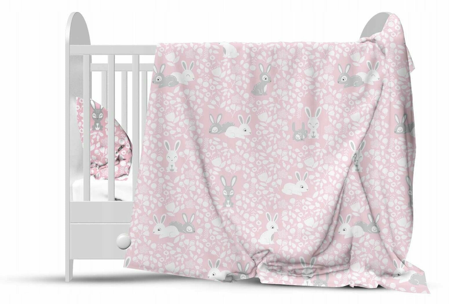 3PC Bunny Pink Bedding Set Cotton Bumper All-Round Fit Cot 120x60