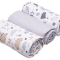 Baby Muslin Nappies Soft Cloth Diaper Bibs Colourful Cotton Colourful 3-PACK 70x80 Forest friends
