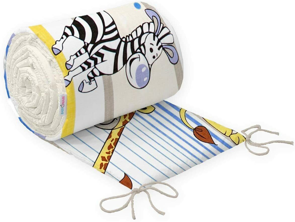10Pc Bedding Set Safari Blue Cotton Bumper Pillow Duvet Sheet Fit Cot 120x60cm