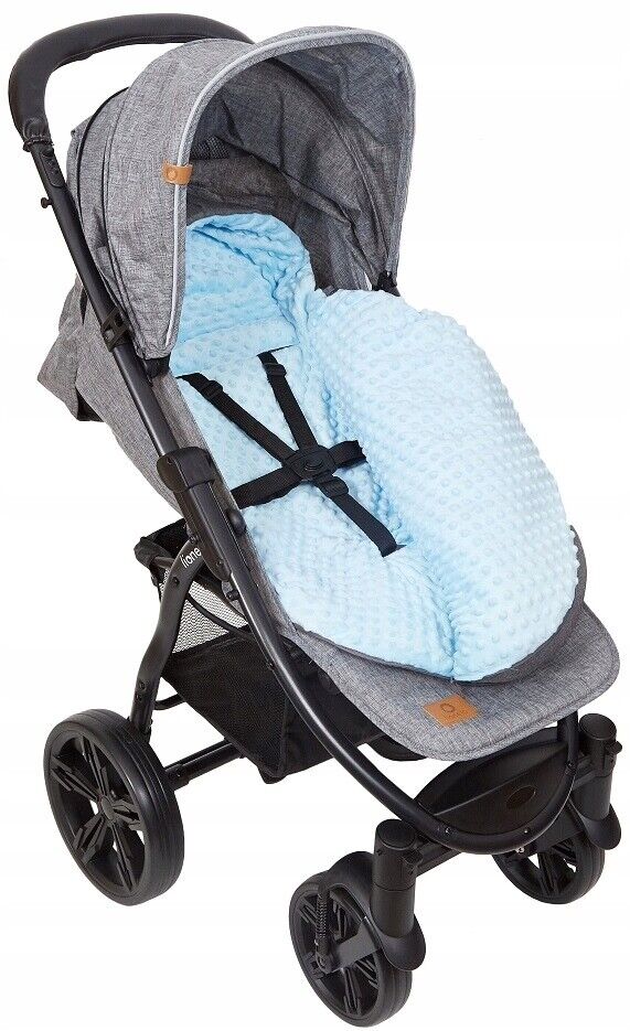 Dimple Dark Grey/Blue Universal Hooded Footmuff Pushchair Stroller Buggy