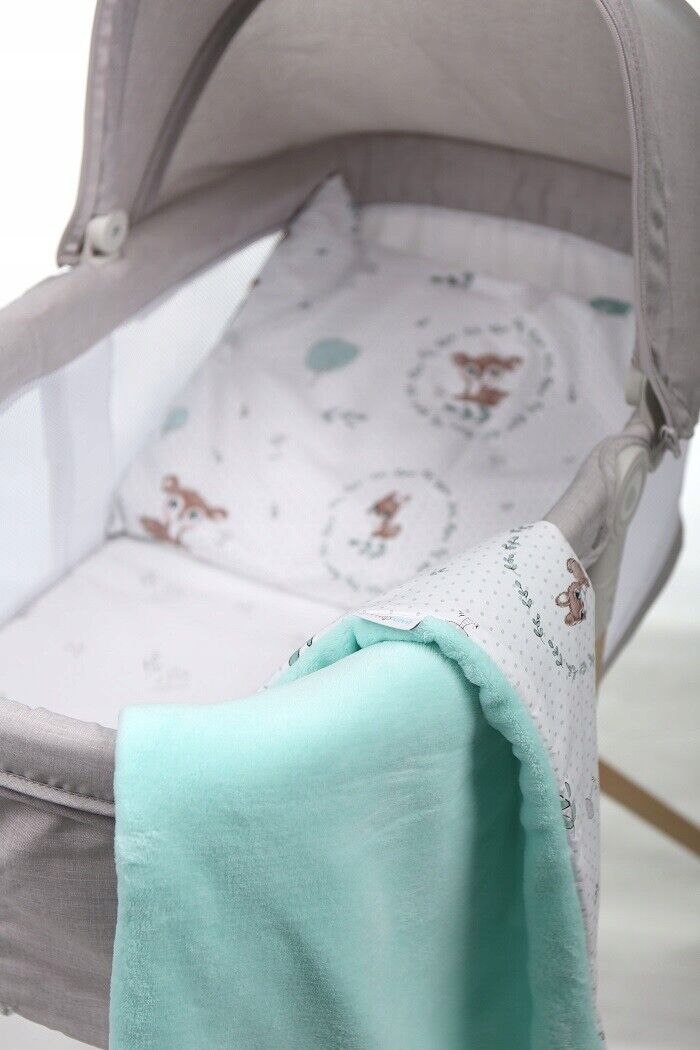 Baby Blanket Reversible Light & Soft Double Sided 75x50cm Mint/Fairy-Tale Forest