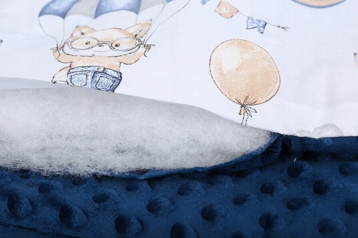 Baby Car Seat Hooded Blanket Double-sided Swaddle Wrap NAVY/ Walk In The Clouds